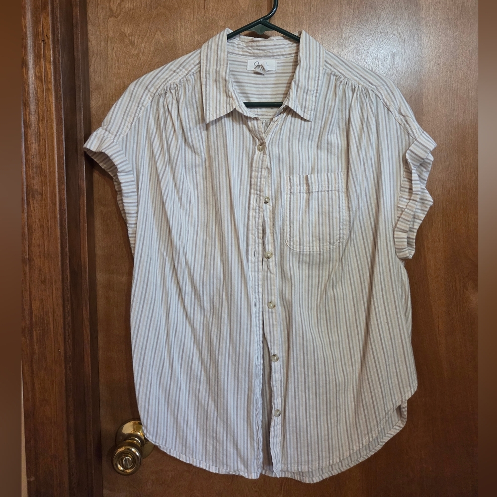 Striped Short Sleeve Button-Up Shirt